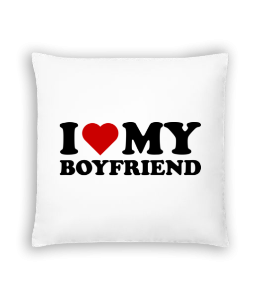 I Love My Boyfriend - Polštář - Bílá - Napřed