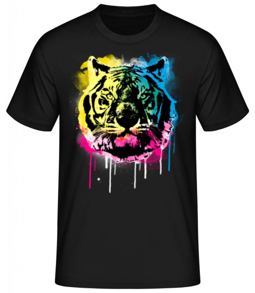 vícebarevný Tiger - Pánské basic tričko - Černá - Napřed