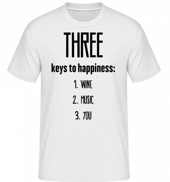 Three Keys To Happiness -  Shirtinator tričko pro pány - Bílá - Napřed