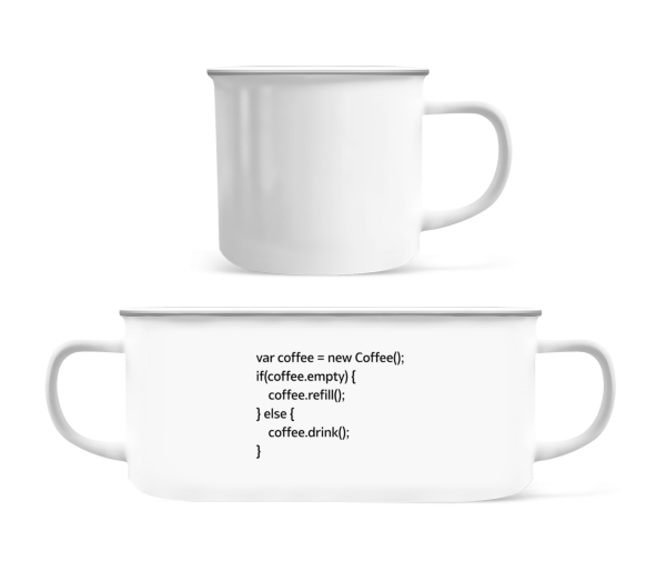 PHP Coffee - Emaille hrnek - Bílá - Napřed
