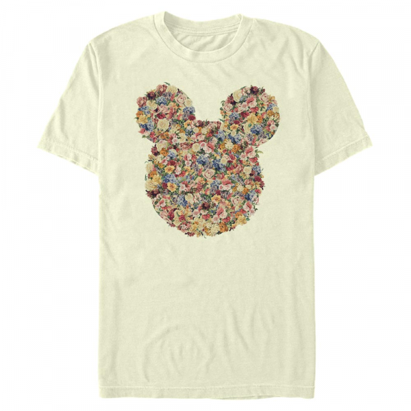Disney - Mickey Mouse - Mickey Floral Head - Pánské Tričko - Krémová - Napřed