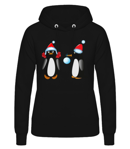 Penguin At Christmas 3 - Dámská mikina s kapucí - Černá - Napřed