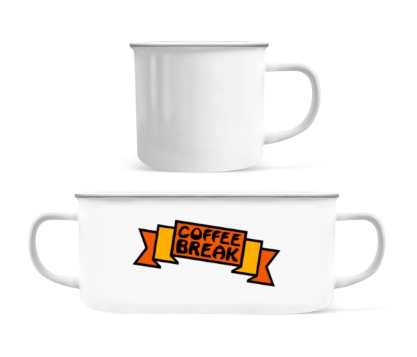 Přestávka na kávu Logo - Emaille hrnek - Bílá - Napřed