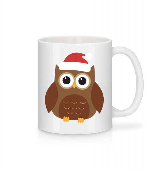 Vánoční Owl - Keramický hrnek - Bílá - Napřed