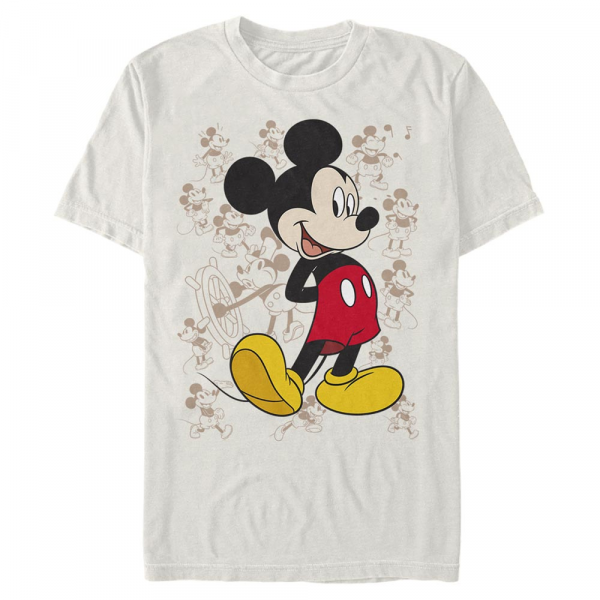 Disney - Mickey Mouse - Mickey Mouse Many Mickeys - Pánské Tričko - Krémová - Napřed