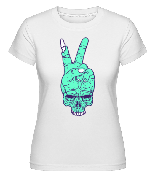 Skull Hand Peace -  Shirtinator tričko pro dámy - Bílá - Napřed