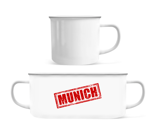 Mnichov Logo - Emaille hrnek - Bílá - Napřed