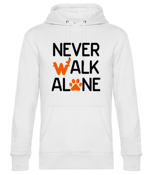 Never Walk Alone - Unisex premium mikina s kapucí - Bílá - Napřed
