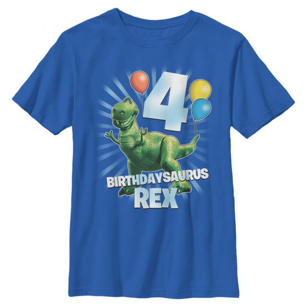 Pixar - Příběh hraček - Rex Ballon 4 - Narozeniny - Dětské Tričko - Královská modrá - Napřed