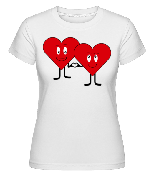 Two Hearts navzájem milovat -  Shirtinator tričko pro dámy - Bílá - Napřed