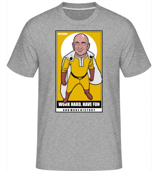 Jeff Bezos Saitama -  Shirtinator tričko pro pány - Melírově šedá - Napřed