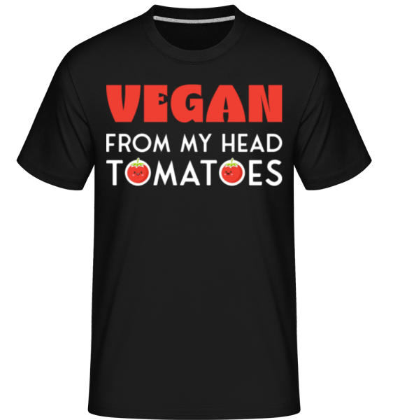 Vegan From My Head Tomatoes -  Shirtinator tričko pro pány - Černá - Napřed