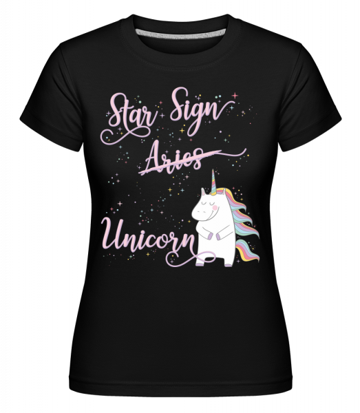 Star Sign Unicorn Aries -  Shirtinator tričko pro dámy - Černá - Napřed