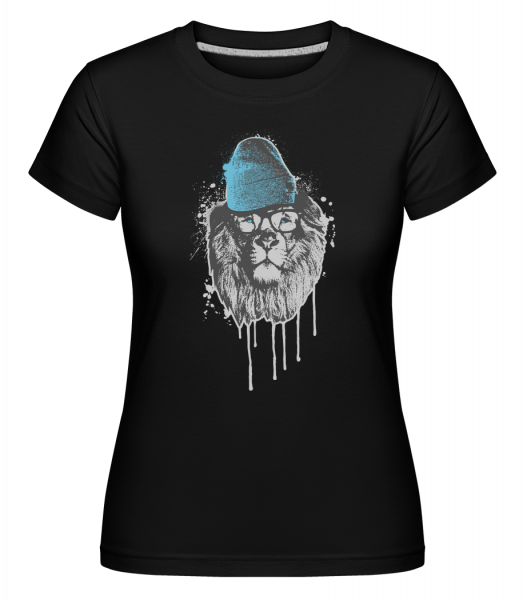 Lev s hlavou -  Shirtinator tričko pro dámy - Černá - Napřed