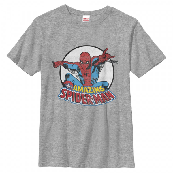 Marvel - Spider-Man - Spider-Man Flying Spider - Dětské Tričko - Melírově šedá - Napřed