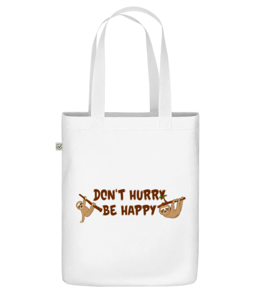 Nespěchejte Be Happy - Organická taška - Bílá - Napřed