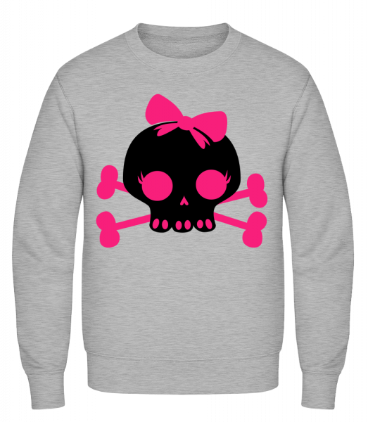 Emo Skull Pink - Klasická mikina sg - Melirovĕ šedá - Napřed