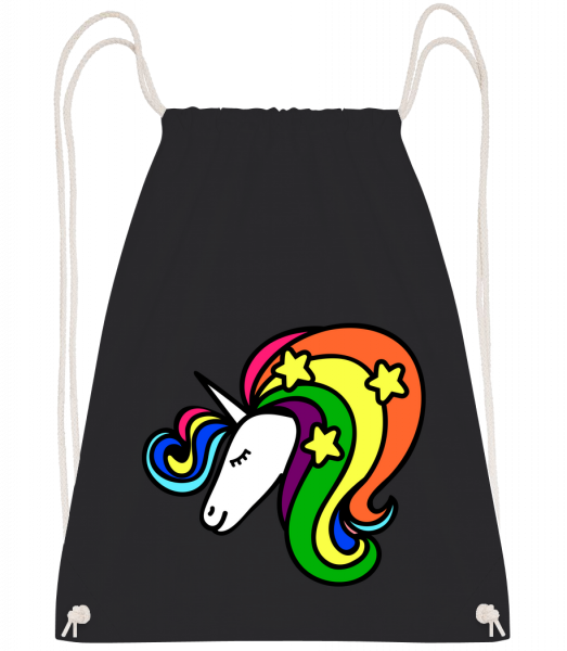 Unicorn Rainbow - Drawstring batoh se šňůrkami - Černá - Napřed
