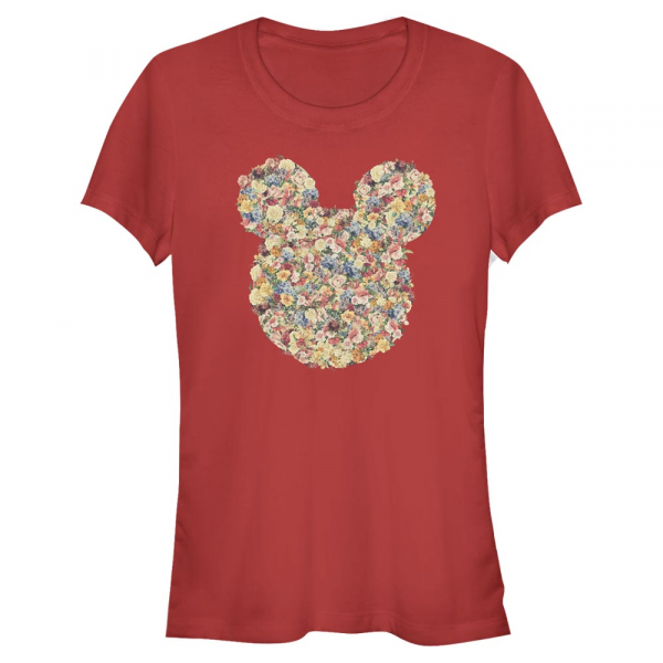 Disney - Mickey Mouse - Mickey Floral Head - Dámské Tričko - Červená - Napřed