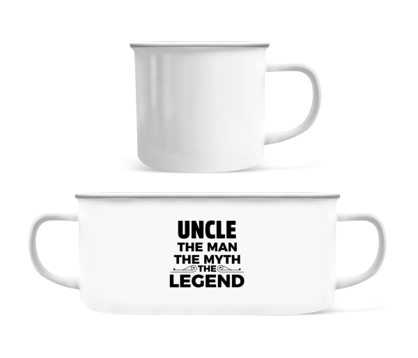 Uncle The Man The Legend - Emaille hrnek - Bílá - Napřed