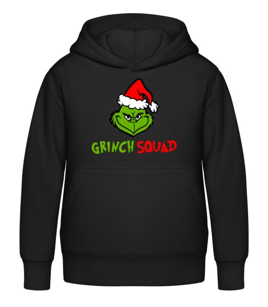 Grinch Squad - Dĕtská mikina s kapucí - Černá - Napřed