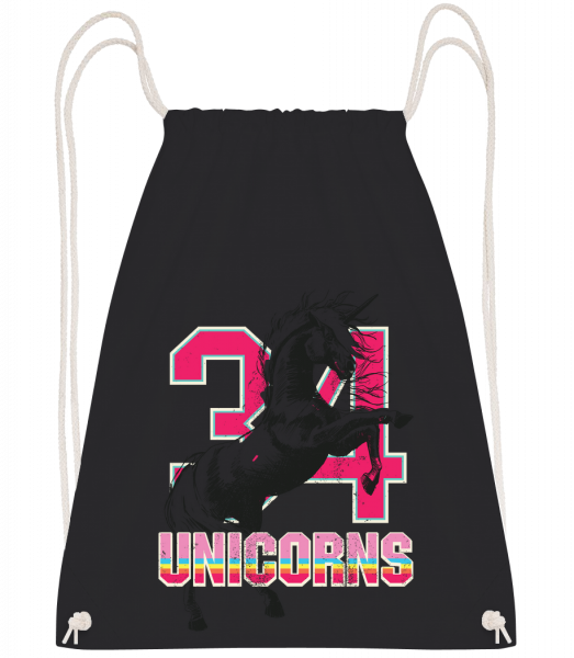 34 Unicorns - Drawstring batoh se šňůrkami - Černá - Napřed