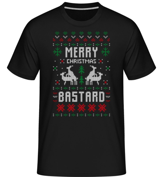 Merry Christmas Bstrd -  Shirtinator tričko pro pány - Černá - Napřed