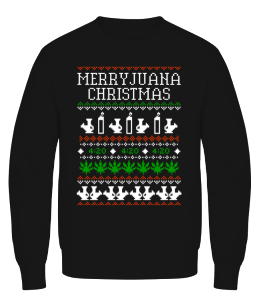 Merryjuana Christmas - Pánská mikina - Černá - Napřed