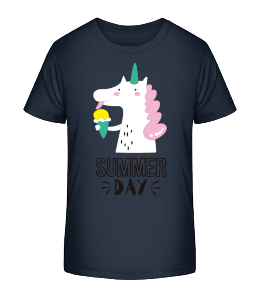 Summer Day Unicorn - Detské Bio tričko Stanley Stella - Namořnická modrá - Napřed