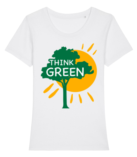 Mysli zeleně - Dámské bio tričko Stanley Stella - Bílá - Napřed