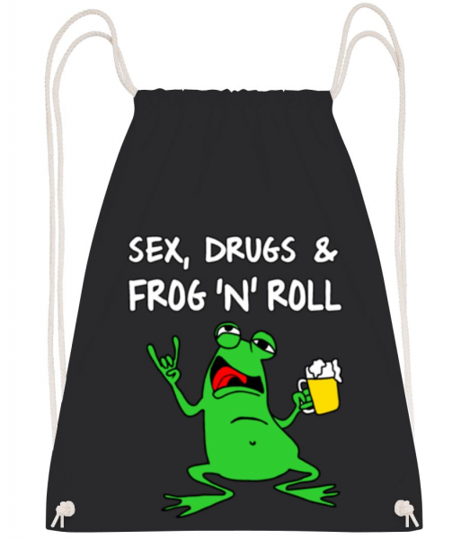 Sex Drugs Frog'n'Roll - Drawstring batoh se šňůrkami - Černá - Napřed