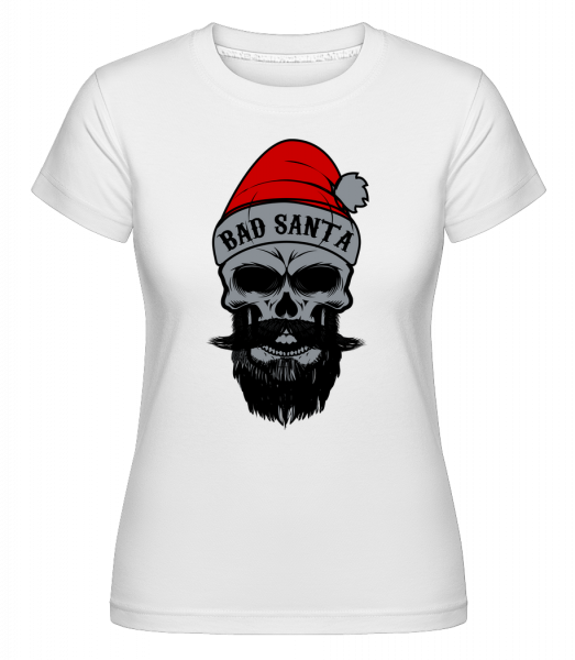Bad Santa Skull -  Shirtinator tričko pro dámy - Bílá - Napřed