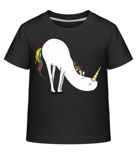 Yoga Unicorn Bücke - Dĕtské Shirtinator tričko - Černá - Napřed