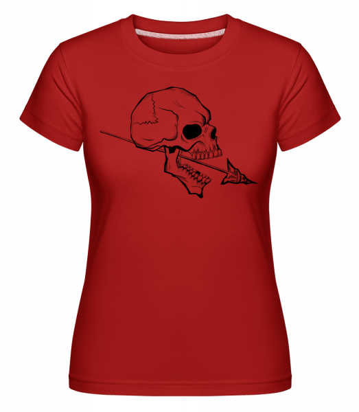 Lebka S Spear Tattoo -  Shirtinator tričko pro dámy - Červená - Napřed