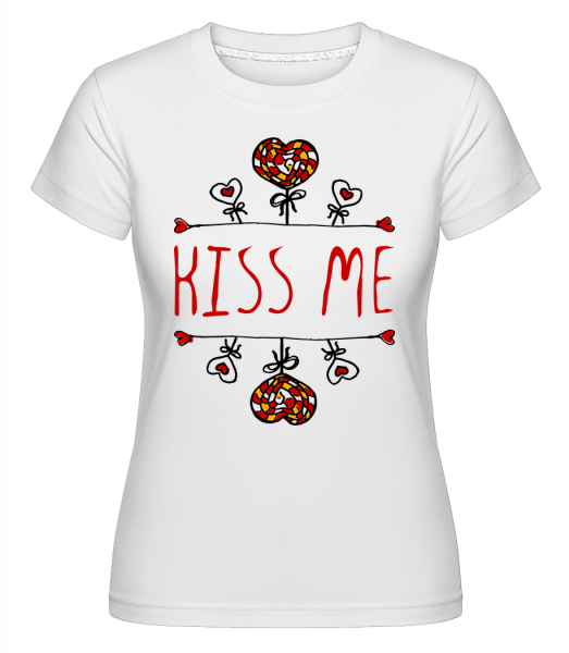 Kiss Me Logo Red -  Shirtinator tričko pro dámy - Bílá - Napřed