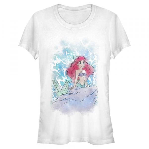 Disney - Malá mořská víla - Malá mořská víla Watercolor Splash - Dámské Tričko - Bílá - Napřed