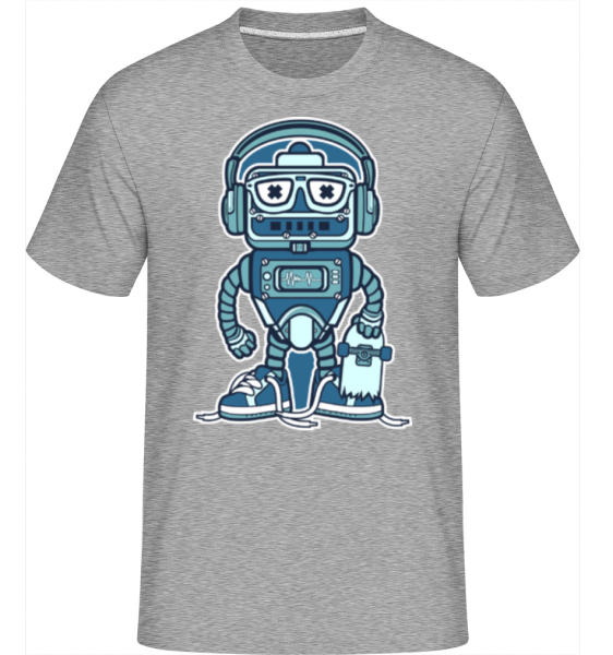 Robot Skater -  Shirtinator tričko pro pány - Melírově šedá - Napřed