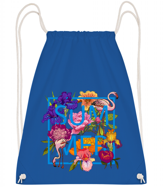 Summer Flowers Sign - Drawstring batoh se šňůrkami - Královská modrá - Napřed