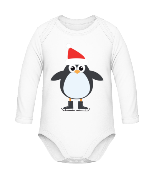 Ice Skate Penguin - Dĕtské bio body s dlouhým rukávem - Bílá - Napřed