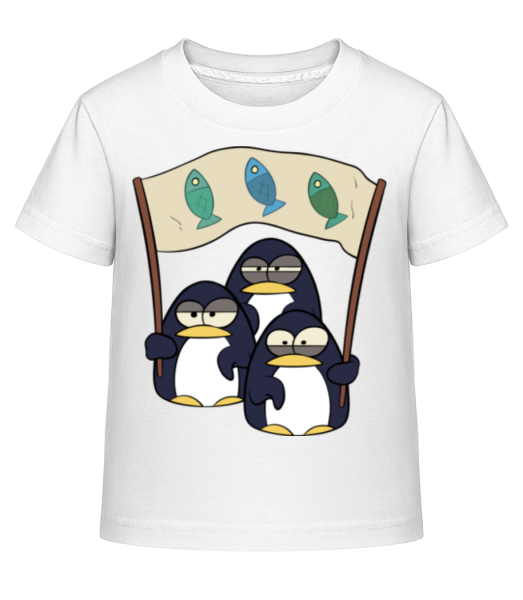 Penguins čekají na ryby - Dĕtské Shirtinator tričko - Bílá - Napřed