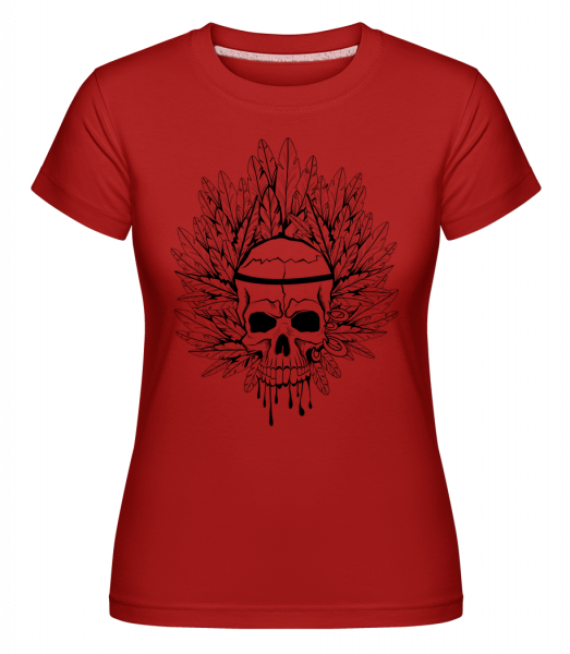 Skull Indian Tattoo -  Shirtinator tričko pro dámy - Červená - Napřed