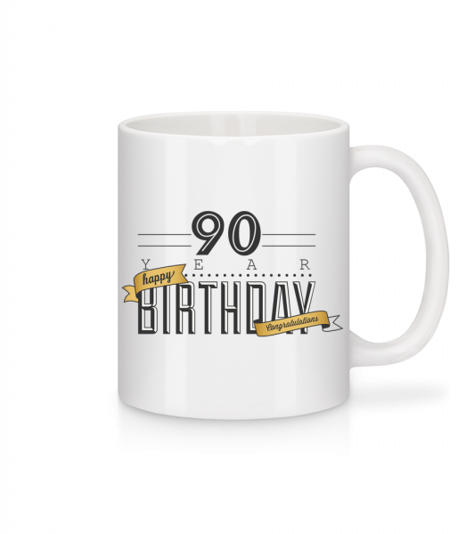 90 Birthday Sign - Keramický hrnek - Bílá - Napřed