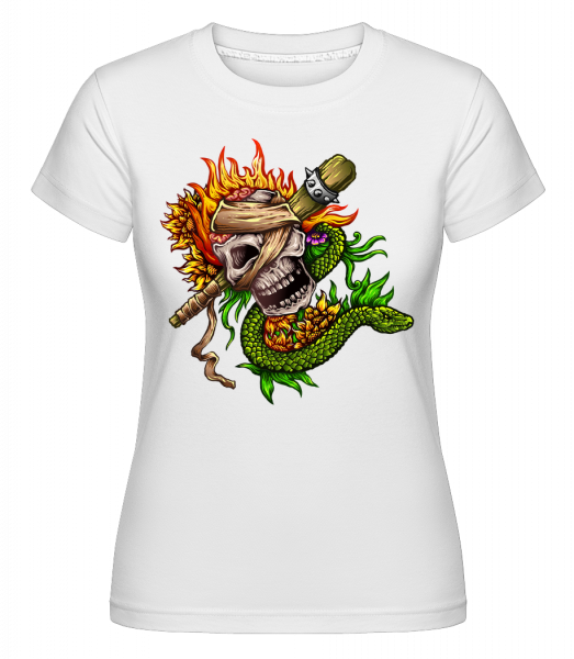 Fire Skull -  Shirtinator tričko pro dámy - Bílá - Napřed