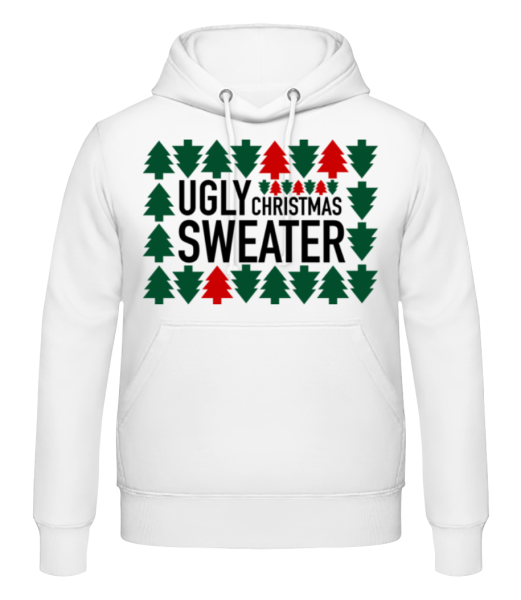 Ošklivý vánoční Sweater - Pánská mikina s kapucí - Bílá - Napřed