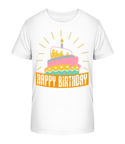 Happy Birthday Cake - Detské Bio tričko Stanley Stella - Bílá - Napřed