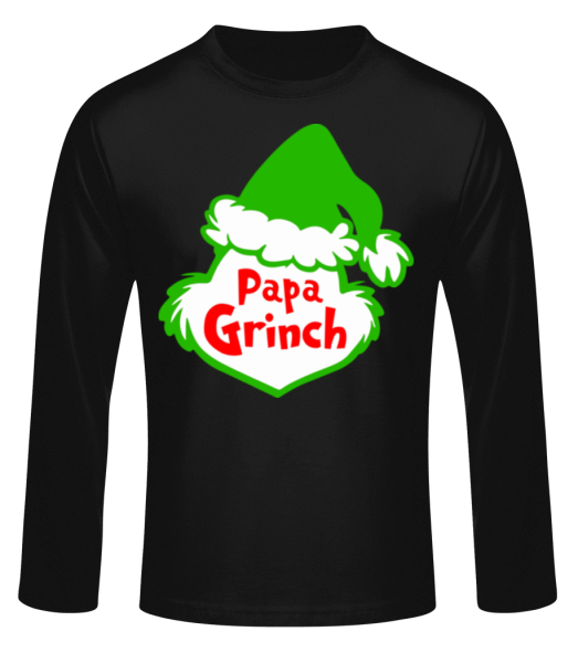 Papa Grinch - Pánské tričko s dlouhým rukávem basic - Černá - Napřed