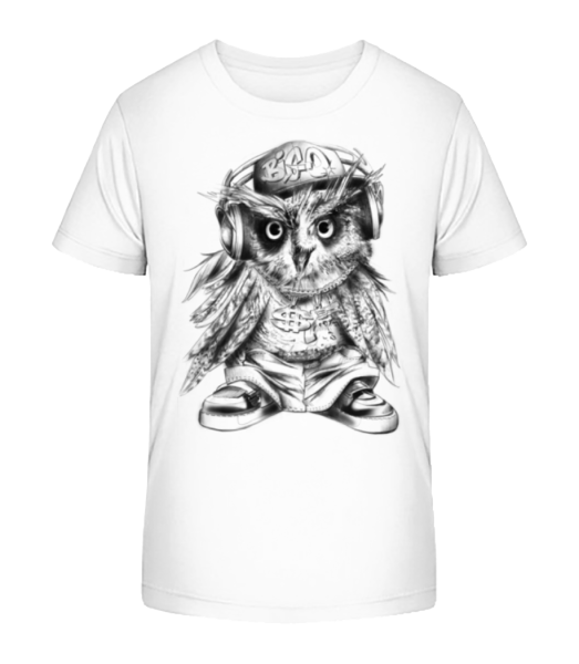 Hip Hop Owl - Detské Bio tričko Stanley Stella - Bílá - Napřed