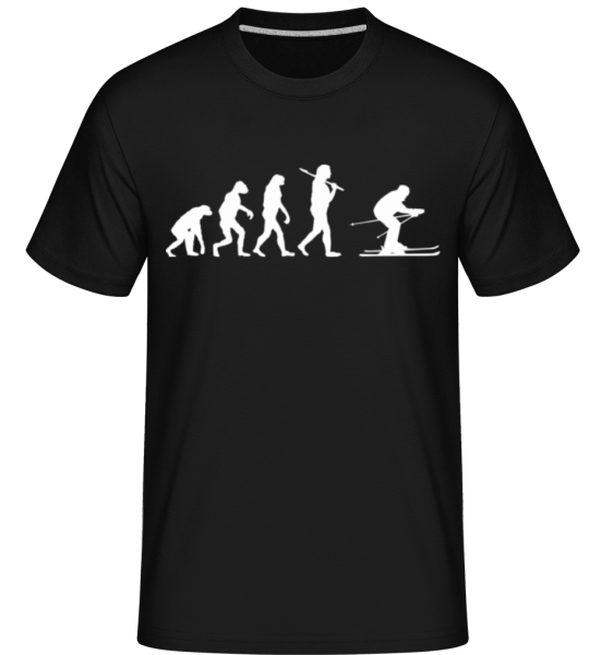 Evoluce Lyžování -  Shirtinator tričko pro pány - Černá - Napřed