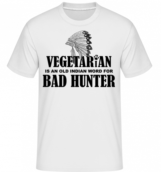 Vegetariánská Bad Hunter -  Shirtinator tričko pro pány - Bílá - Napřed