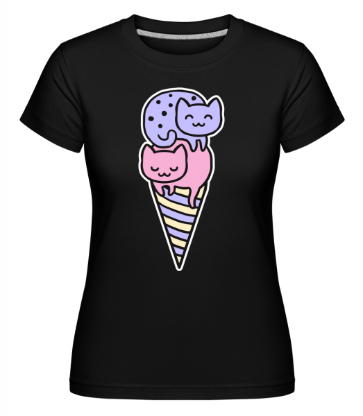Kitten Ice Cream -  Shirtinator tričko pro dámy - Černá - Napřed